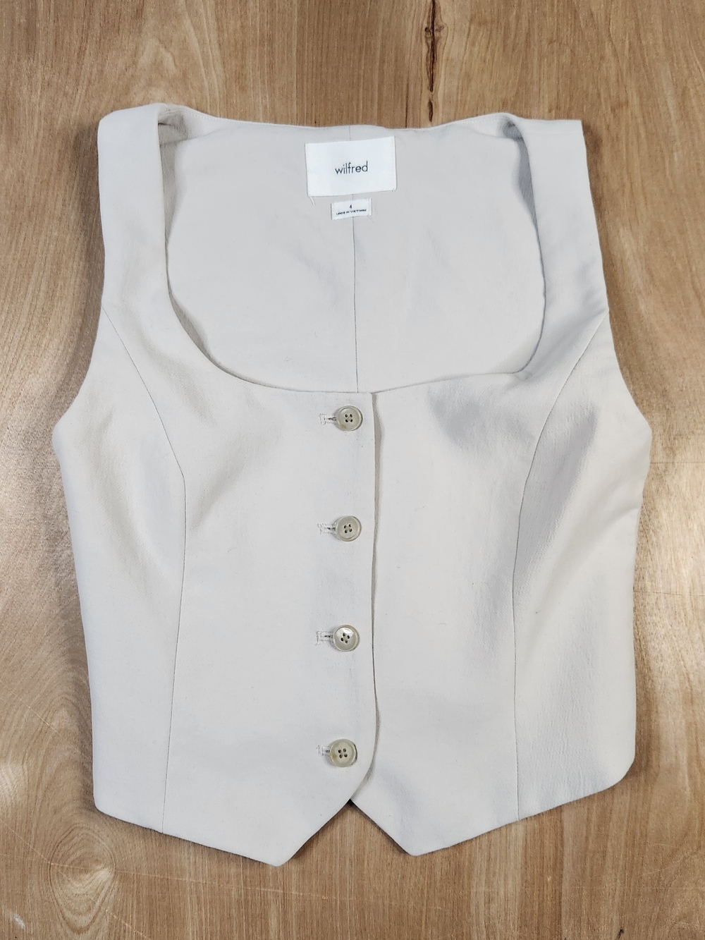 Wilfred Cream Button-Down Cropped Vest Top